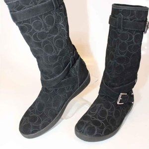 NEW COACH 5.5 Thelma Black Signature Logo Harness Winter Comfort Boots